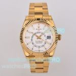 ES Factory Super Replica Yellow Gold Rolex Sky-Dweller World Timer 904L Oyster Watch 